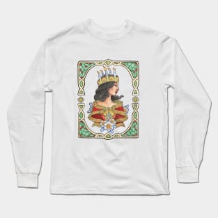 Evergreen Lady Goddess Saint Lucy Inspired Art Nouveau Christmas Spirits of Winter Series Long Sleeve T-Shirt